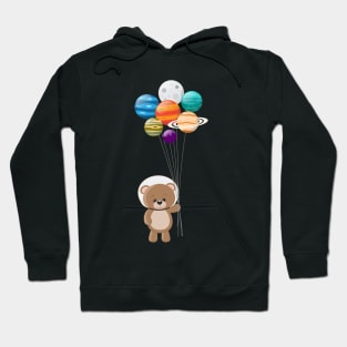 Cute Astronaut Teddy Bear With Planet Balloons Hoodie